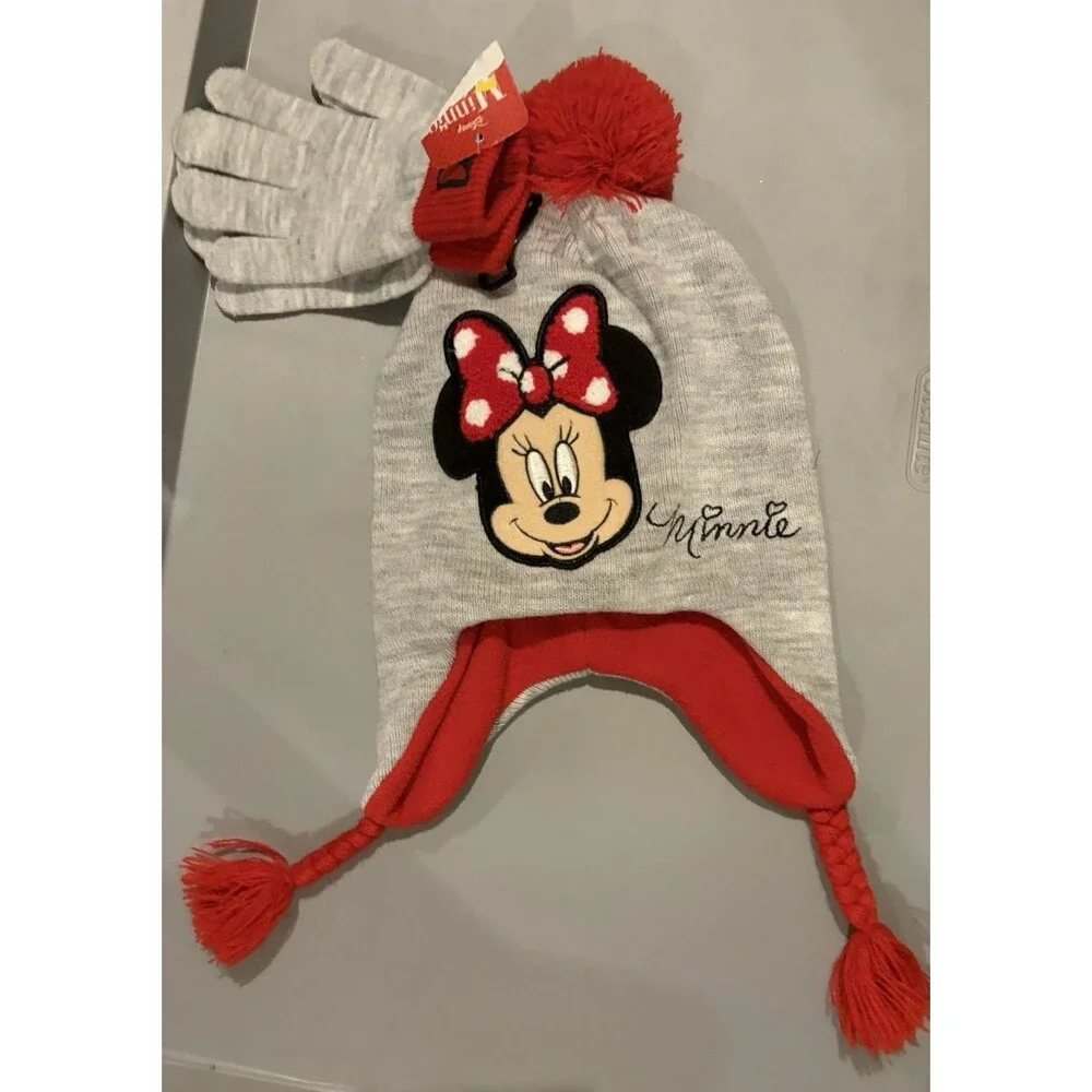 Girls Minnie Hat and Glove Set NWT B5